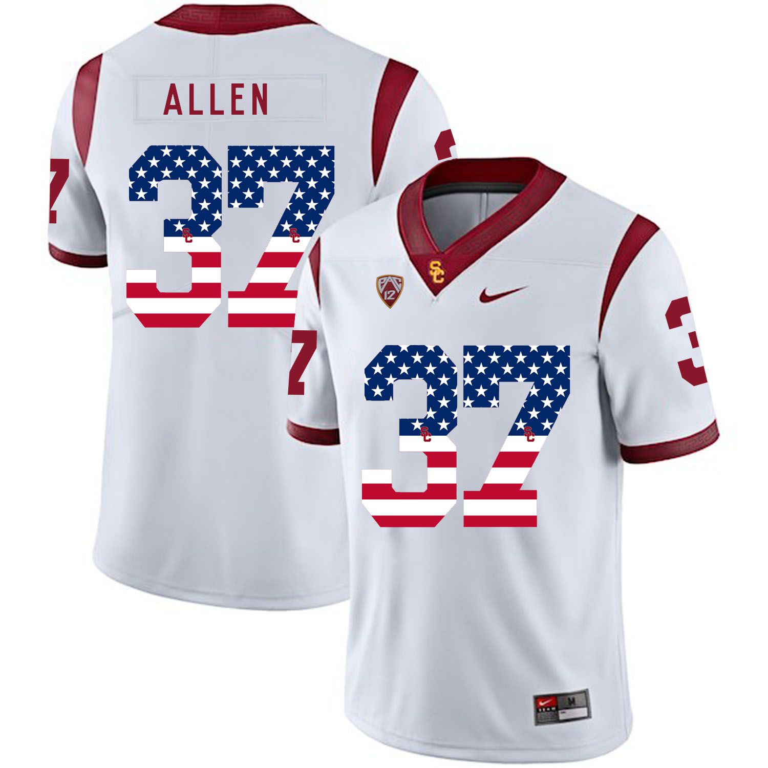 Men USC Trojans #37 Allen White Flag Customized NCAA Jerseys